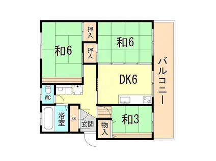 新多聞第2 116号棟(2LDK/4階)の間取り写真