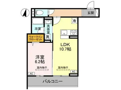 TORISIAS ゆいの杜6丁目 B棟(1LDK/3階)の間取り写真