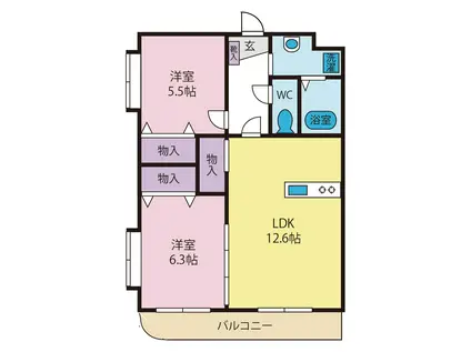 レールウエイ四ツ谷(2LDK/4階)の間取り写真