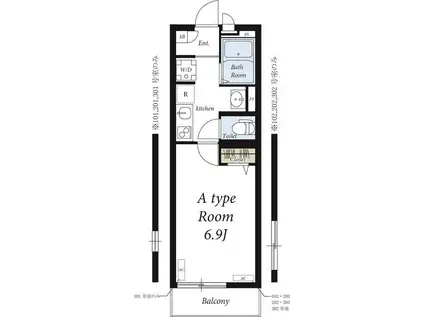 リブリ・本八幡(1K/2階)の間取り写真