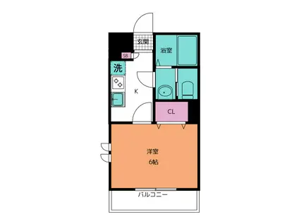 ウィルノアール坂下町(1K/2階)の間取り写真