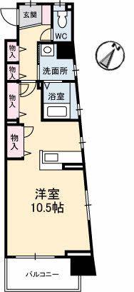 シティコート上幟町(1LDK/7階)の間取り写真