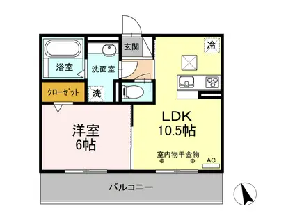 D-ROOM小牧(1LDK/1階)の間取り写真