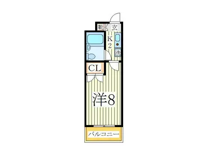 ジュネパレス柏第25(1K/1階)の間取り写真