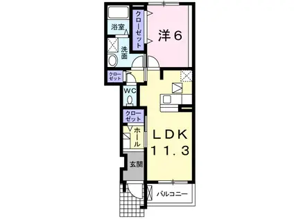 タルガB(1LDK/1階)の間取り写真