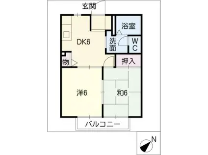プランドール白雲(2DK/2階)の間取り写真