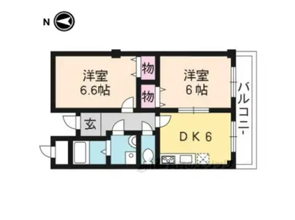 グリーンプラザかどの(2DK/4階)の間取り写真