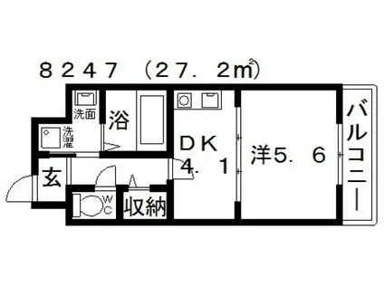 アベニュー岡(1K/4階)の間取り写真