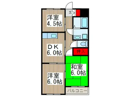 プランドール田村(3DK/4階)の間取り写真