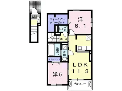 ラ・カーサ フェリーチェ I(2LDK/2階)の間取り写真