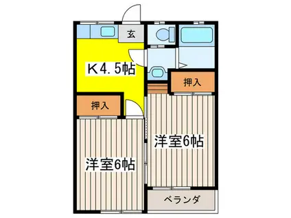 アンコールハイツ(2K/1階)の間取り写真