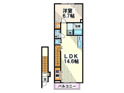 パールオハナ(1LDK/2階)の間取り写真