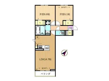 CAMELIA(2LDK/3階)の間取り写真