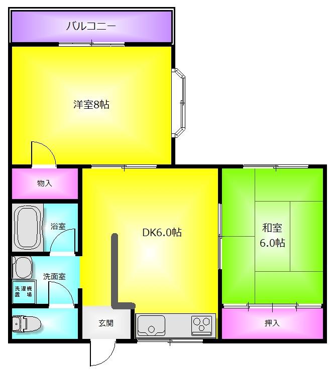 ビートル山本北C棟(2LDK/3階)の間取り写真