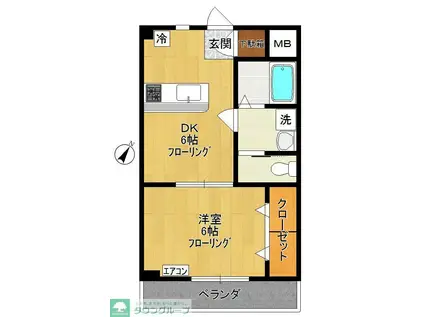 フォーレストハイツ(1DK/2階)の間取り写真