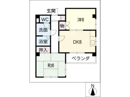 メゾン伝馬(2DK/2階)の間取り写真