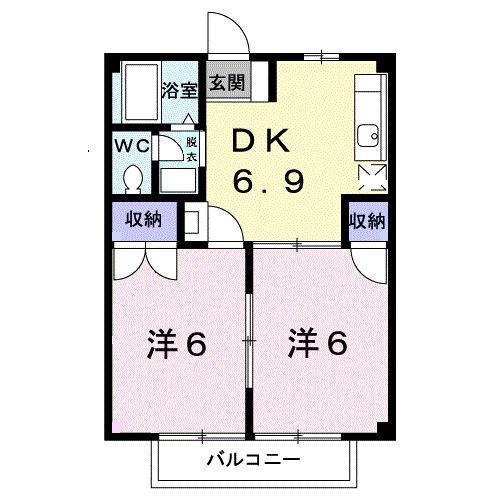 ミューズ松本II(2DK/2階)の間取り写真
