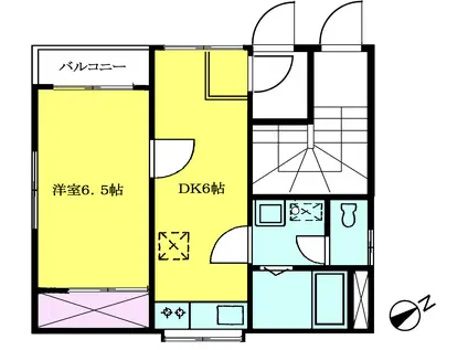ヌーベルスターII(1DK/2階)の間取り写真