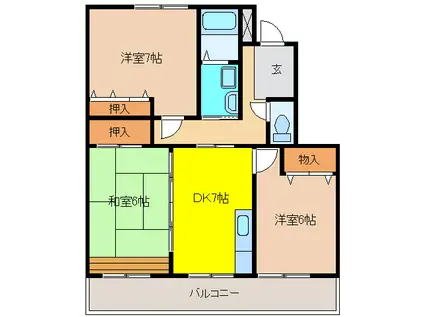 SUN GREEN ITO(3DK/2階)の間取り写真