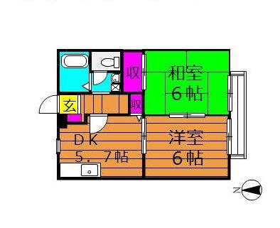 ソレジオ・ヨシダ(2DK/1階)の間取り写真