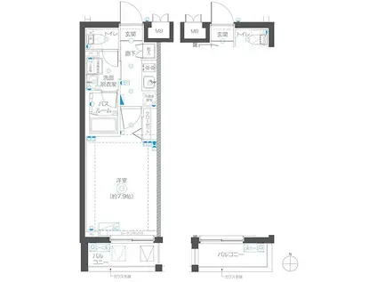 ZOOM武蔵新城(1K/2階)の間取り写真