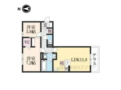 エスポワ鹿草(2LDK/2階)の間取り写真