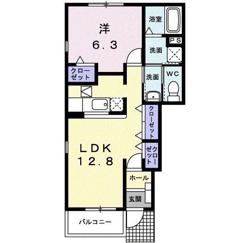グリーンヒルミヤケII(1LDK/1階)の間取り写真