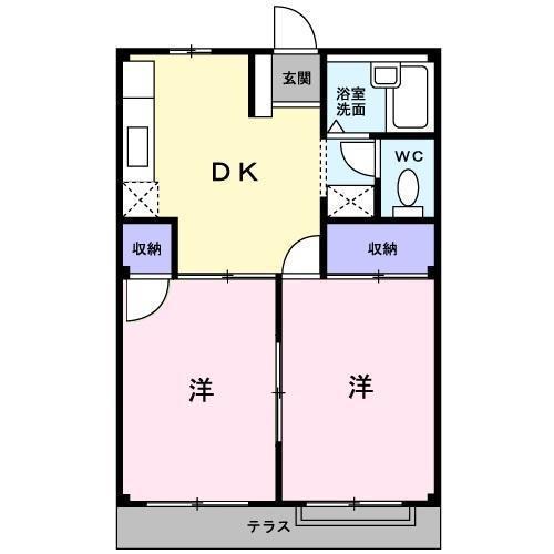 シャトレ仲(2DK/1階)の間取り写真