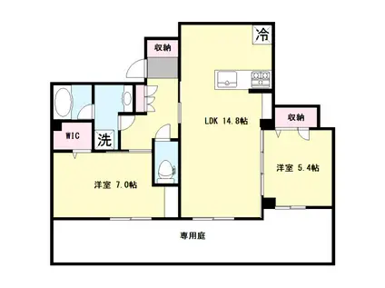 レ・リアン(2LDK/1階)の間取り写真