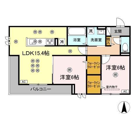 フェリックス(2LDK/2階)の間取り写真