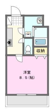 ミルフォード(1K/4階)の間取り写真