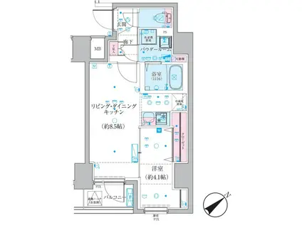 ジェノヴィア椎名町(1LDK/8階)の間取り写真