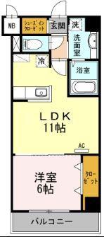 オーチャードK(1LDK/1階)の間取り写真
