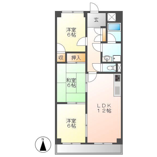 第2高杉マンション(3LDK/3階)の間取り写真