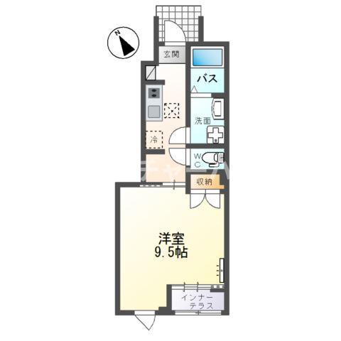 水戸市見川5丁目アパート(1K/1階)の間取り写真