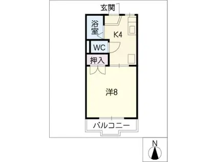 コーポラス桂山(1K/2階)の間取り写真