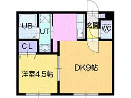 フェリオII(1LDK/2階)の間取り写真