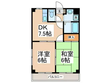 パピヨン池田(2DK/3階)の間取り写真