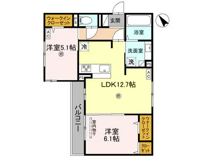 ル トレフル(2LDK/3階)の間取り写真