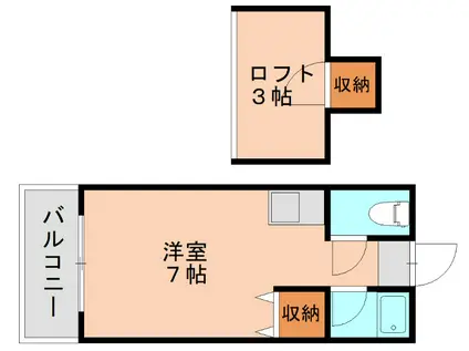 イーストウイング21(ワンルーム/1階)の間取り写真