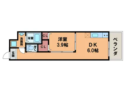 ドゥスプランドゥール(1DK/6階)の間取り写真