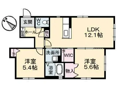 ヴィラ フィオーレ(2LDK/1階)の間取り写真