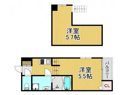 GROWTH御幣島(1K/1階)の間取り写真