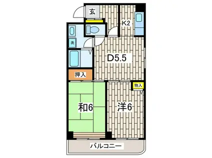 メゾンNサハラ(2DK/3階)の間取り写真