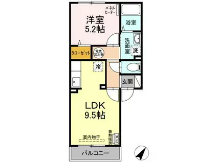 グランドールGI(1LDK/3階)の間取り写真
