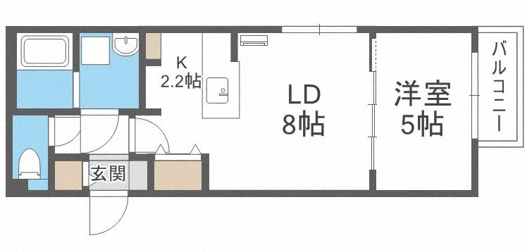 WONDERWALL栄通(1LDK/2階)の間取り写真