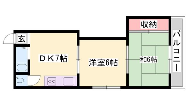明石ロイヤルマンション(2DK/3階)の間取り写真