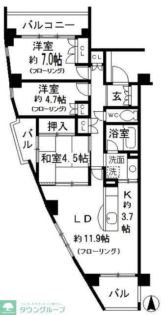 パーク・ホームズ覚王山サウス(3LDK/3階)の間取り写真