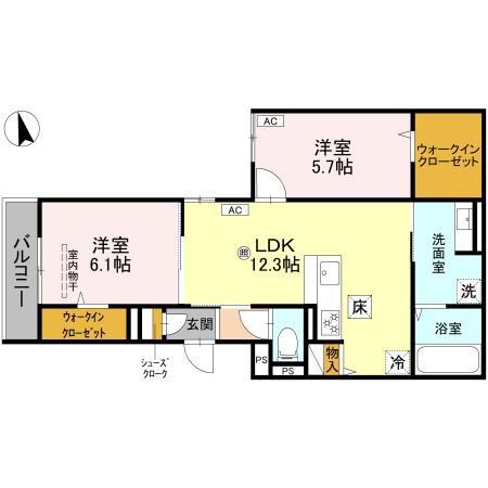 COCOONIA(2LDK/1階)の間取り写真