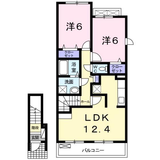 アンフレッチェ(2LDK/2階)の間取り写真